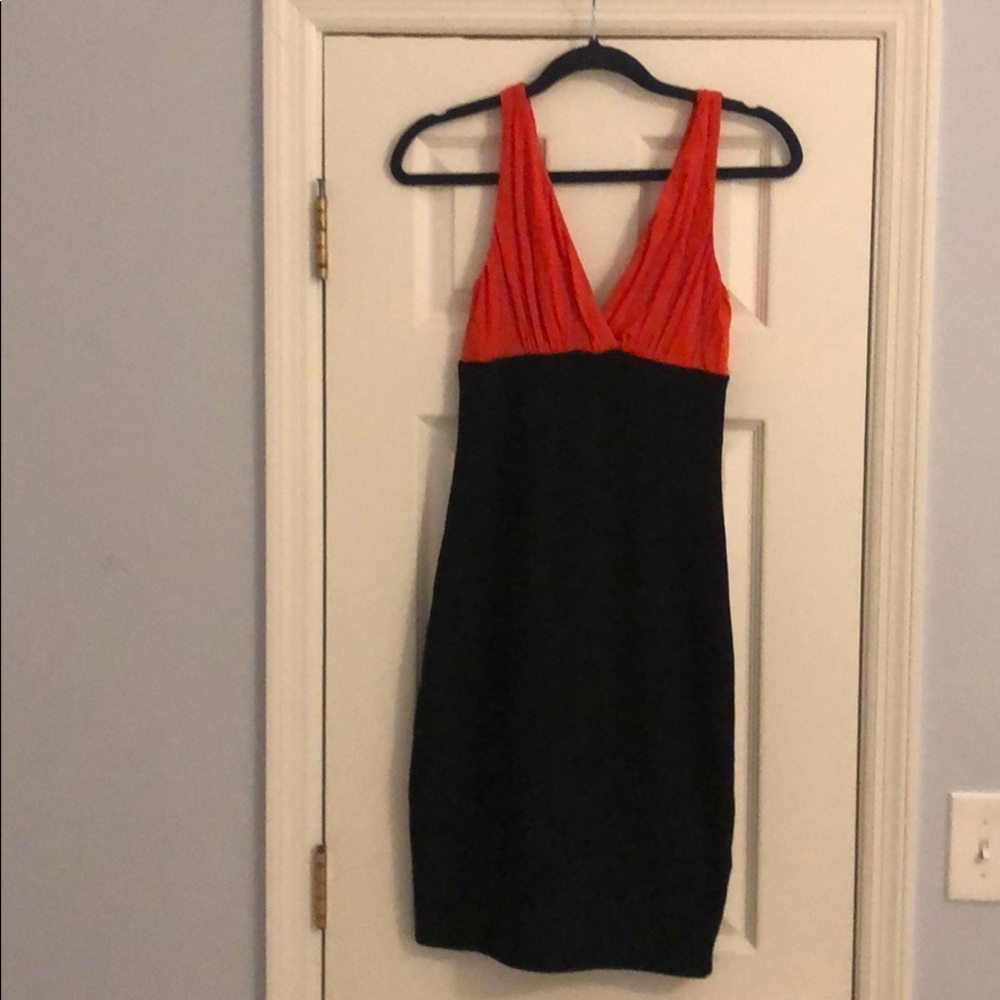 Tart black and coral body con dress